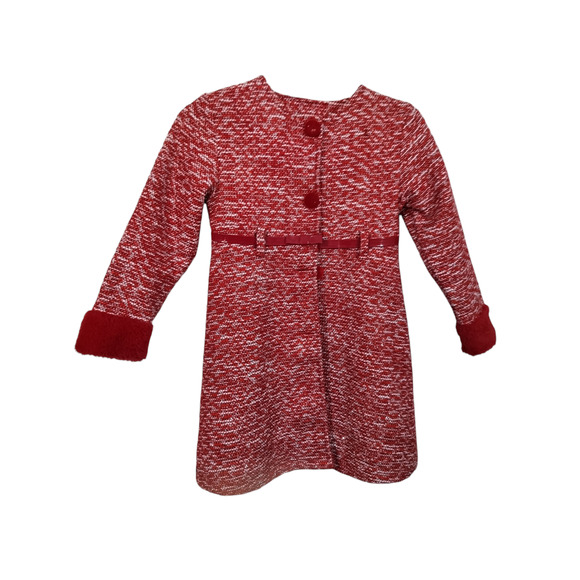 3281)Blueberi Boulevard Girl Red Shimmer Velvet Holiday Tweed Peacoat Size 7/8 - Picture 1 of 9